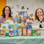 East Yorkshire Food Bank Chair Kate Leaf with Beverley Building Society's Tracy Fletcher